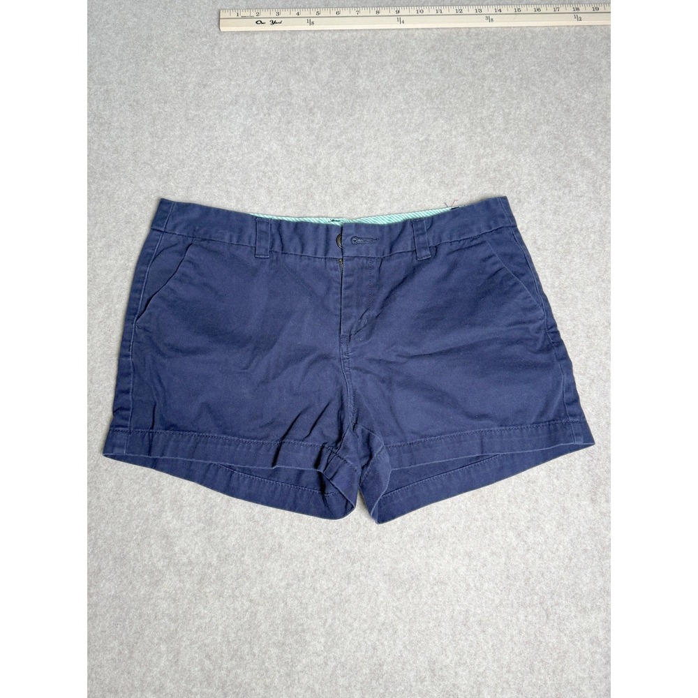 Merona Womens Navy Blue Cotton Chino Shorts Size 6 Mid Rise Summer Casual Basic
